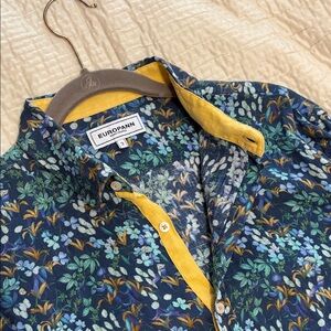 Men's Floral Casual Shirt - Blue and Yellow